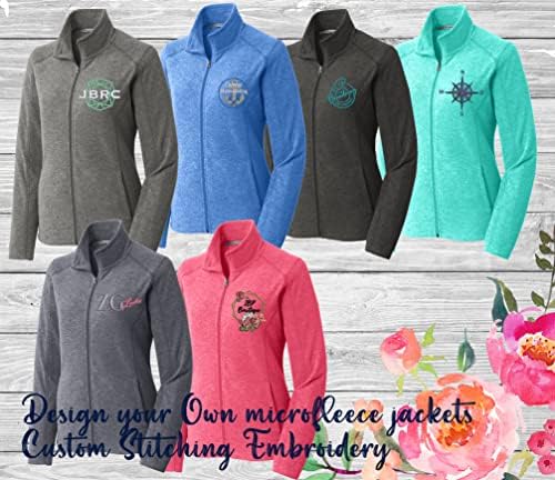 TINGA PLACH MULHERES L235 Design personalizado seus próprios textos de logotipo de costura Heather Microfleece Jackets - 4 cores