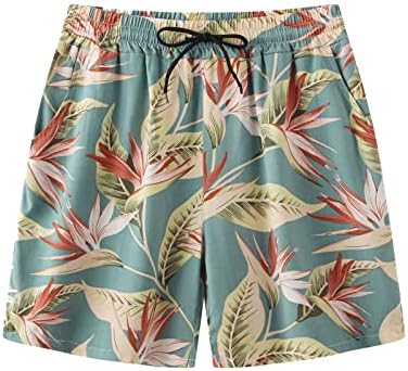 Shorts para homens nadar, shorts de praia havaiana de flores masculinas