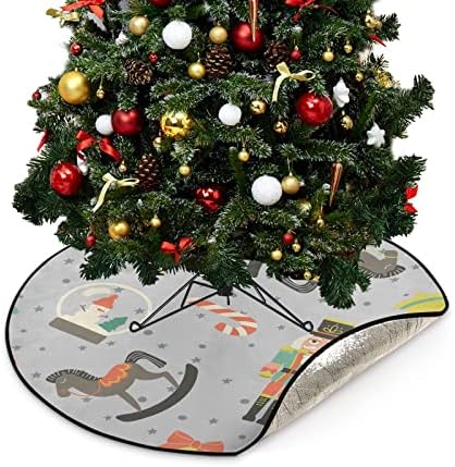 Cupada Toys de Natal Padrão Tapetes de árvore de natal saia de árvore à prova d'água, quebra -nozes de nutrinhas de bandeja