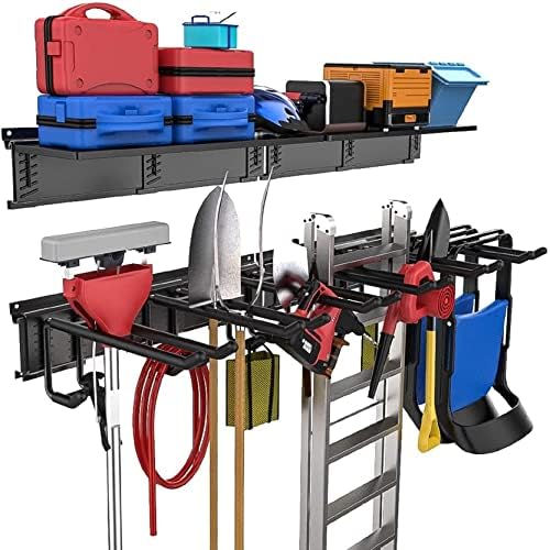Sistemas de organizadores de armazenamento de garagem Torack, prateleiras de montagem na parede, prateleiras de ferramentas