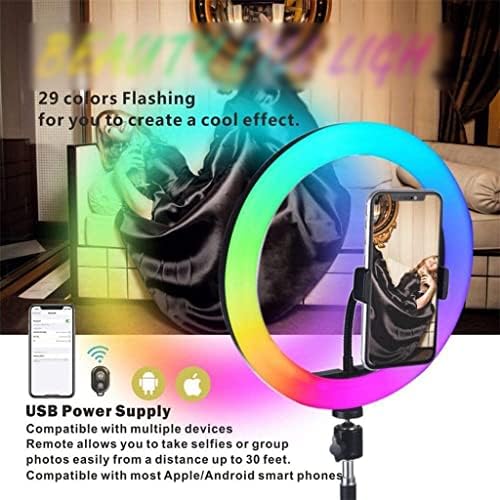 BGZDT 10 RGB Selfie Ring Circle LED preenchimento leve Lâmpada Dimmível Vídeo Vídeo Trepied Photography com tripé remoto