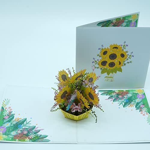 Cartão pop -up de Gia Khanh Sunflower - Perfeito para o Dia das Mães, Anniversários, Aniversários e muito mais - Belo Design de Flores
