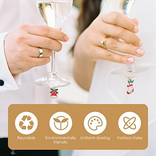 Hemoton Yule Gifts 12pcs Christmas Wine Glass Charms Rings esmalte o esmalte de vidro Charms Marcadores para Festas de férias de Natal Favorias