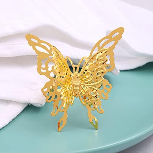 Jiooil Bear 4pcs Gold Butterfly Napkin Rings Solter de guardana