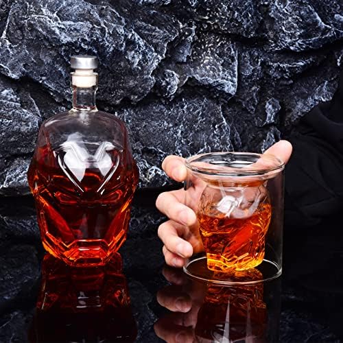 Decanter de uísque com 2 copos- 750ml, jarra de frasco para vinho, uísque escocês, bourbon, vodka, licor, tequila, gin, presentes para homens aniversário, presente de aniversário presente de aniversário