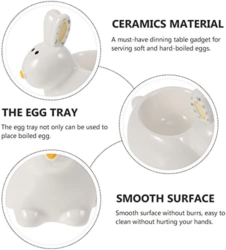 Yardwe Utensil Suporte de utensílio Bunny Figure Cerâmica Bandeja de ovo Bandejas de ovo Bandela de porcelana ovo cozido suporte