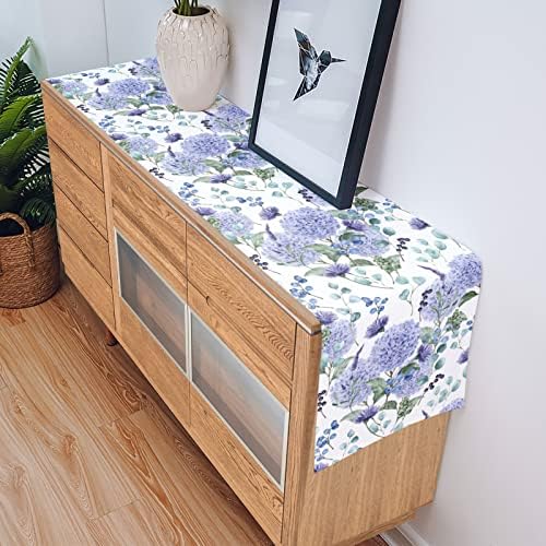 Corredores de mesa 70 polegadas de longa primavera hidrangea floral mirtureberry Wedding/café Mesa de café corredor Vintage Tabela de arte de aquarela Vintage Pano de linho para festa de férias de férias de férias resistentes à decoração ao ar livre