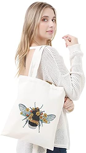 Pintura de diamante colorida com liga de liga DIY Sacos de compras reutilizáveis ​​com alças, sacolas de presente de arte dobrável