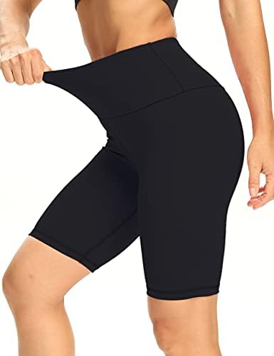 JJUQ 8 /5 shorts de motoqueiros mulheres com cintura alta ginástica Yoga Running Standex shorts para mulheres com 1 bolso escondido