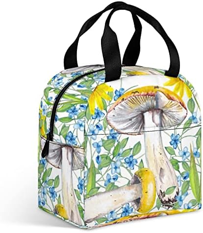 Mushrooms Flowers Wilds Sagão aquarela Mulheres Mulheres Primavera Summer Summer Floresta almoço reutilizável Tote Isoller Luncher Bolsa para escola, trabalho de escritório, piquenique, viagens, presentes