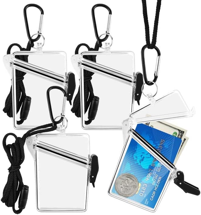 WXJ13 4 Pacote de placa de identificação à prova d'água Caso de crachá com cordão, suporte esportivo à prova d'água à prova d'água