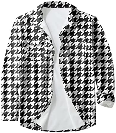 Firero masculto botão abaixo de manga longa camisas xadrezas de retalhos xadrez de outono de camisa clássica de placas de lapela solta do cardigan Cacacos