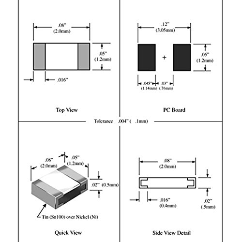 51 ohm - 1/8 watt 0805 SMD Resistor Resistor Tolerância a 5%