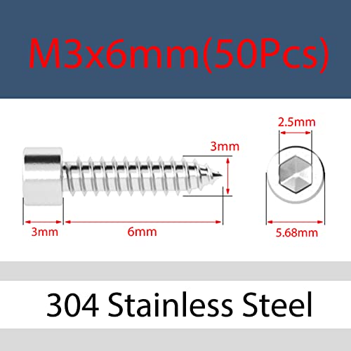 Parafusos do alto -falante Moopw - 304 Capt de sotaque cilíndrico de aço inoxidável 304 Cap para parafuso de madeira de madeira M3 m5 m5 m6