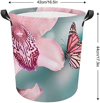 Flor de cesta de cesta de lavanderia de Foduoduo com cesto de roupa de borboleta com alças cesto dobrável Saco de armazenamento
