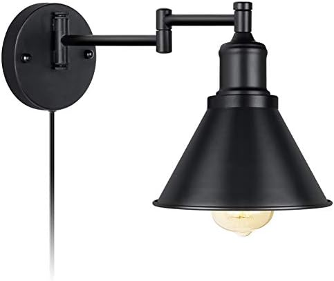IC Instant Treining Swing Arm Wall Light Felltys Finishing de parede Plug-in Industrial Sconnce Black acabamento preto