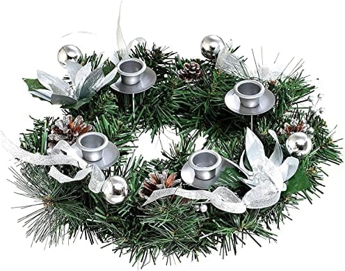 Coroa de castiola de Natal Zypnb, vela de natal Rings simulados Rattan Candlestick Garland para decoração de festa de férias