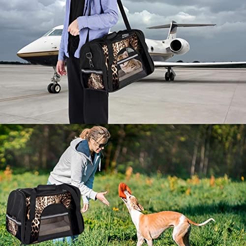 Portador de animais de estimação Leopard Soff-lateral Pet Travel portadores de corgi, gatos, cães cachorros confortável portátil Pet Saco de animais de estimação Airline aprovada