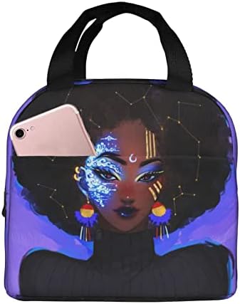 Lunch saco reutilizável de Granbey Afro -americano Black Girls/Mulheres lancheiras isoladas para lancheiras de trabalho para almoços para crianças para adultos