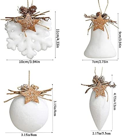 Houchu 1pcs Bola de Natal Bola Branca Drop Snowflake Árvore de Natal pendurada Ornamento Decorações de Natal