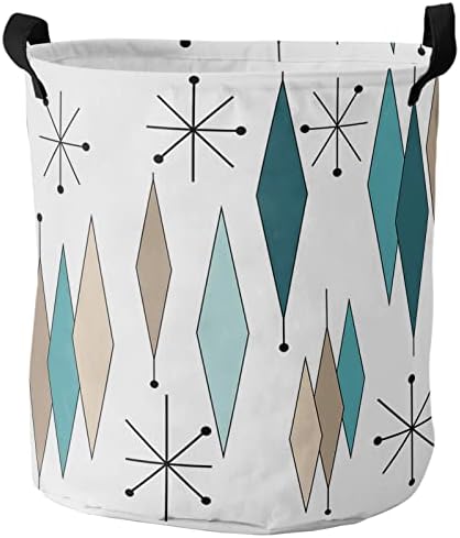 Padrões geométricos de Rhombus geométricos de cesta de lavanderia, roupas dobráveis ​​à prova d'água, cesto moderno de
