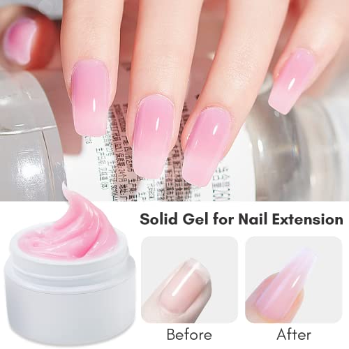 Makartt 4 em 1 Glux gel claro rosa extensão de unhas sólida construtor de gel Gel de unhas 15 ml Pacote de cola de unha