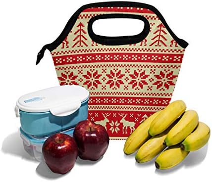 VIPSK Retro Christmas Snowflake com veado lancheira bolsa bolsa impermeável à prova d'água bolsa quente para piquenique para viagens ao ar livre
