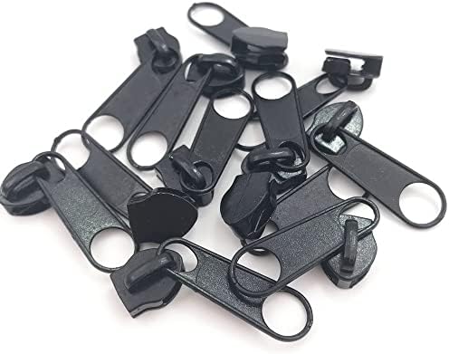 50pcs #5 Sliders com zíper Black Zipper Pulls para fita de zíper em bobina de nylon e reparo de zíper para bolsas de malas