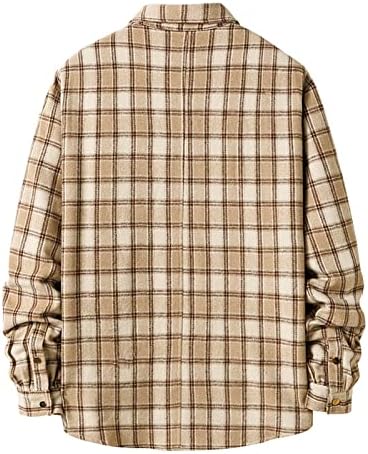 Camisas de veludo de veludo espesso de zdfer para homens, jaqueta de cor sólida tops de peito de peito de manga longa de trespassada