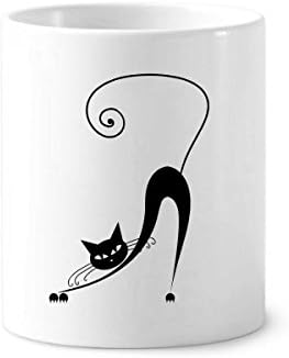 Black Cat Stretch Halloween Arte Animal Trelina de dentes Pen do dentes caneca caneca de cerâmica