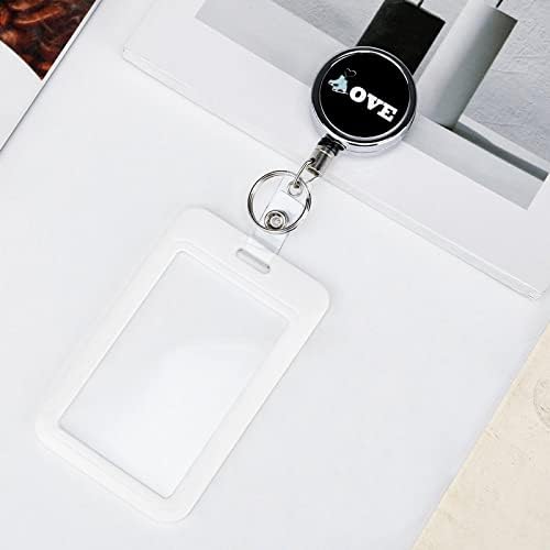 Love Ice Skining Metal Badge Holder Reel Retor de Nome Reputável Titular do cartão com o anel de chave de clipe de cinto