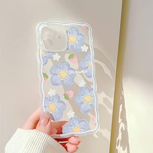 Compatível mais próprio para iPhone 12 mini Clear Case com Flower fofo Design de renda de morango para meninas Mulher
