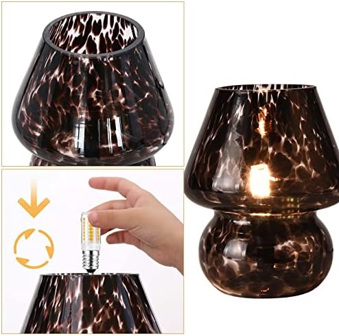 Kunjoulam Modern Cogumous Table Lamp, Mini Glass Led Cabance Decor Light, NightSand Night Light com lâmpada E12 para ambiente,