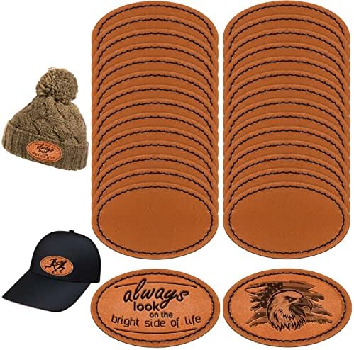 60 PCs Blank Leatherette Hat Patches com adesivo Oval Leatherette Retângulo Patch Faux Leather Patches para chapéus