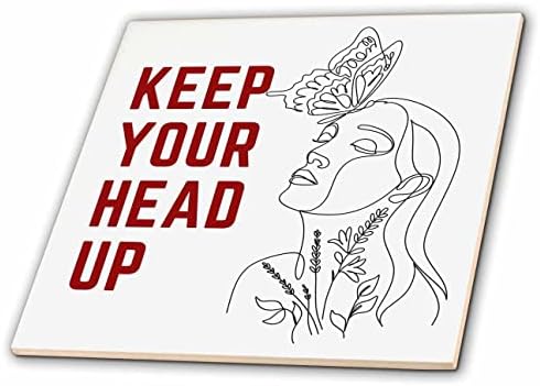 Imagem 3drose de uma mulher com texto de manter a cabeça erguida - azulejos