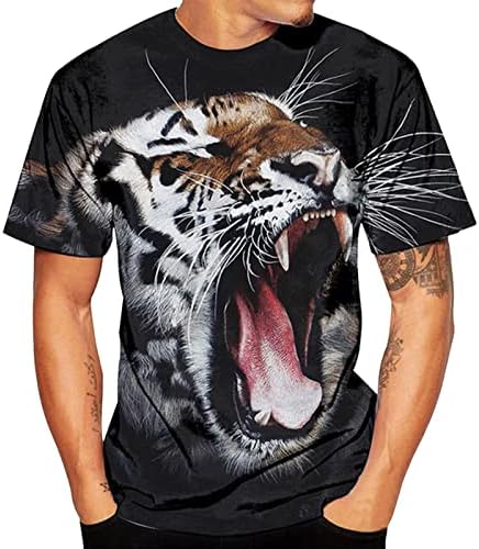 Camisetas de manga curta de verão ubst para homens, rua 3d tigre estampestackneck camise