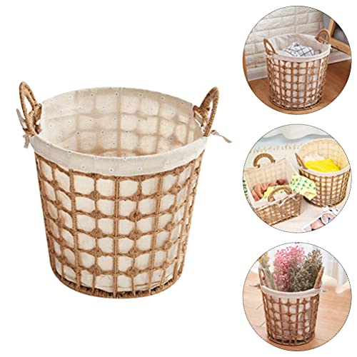 Toyvian Hemp Bely Basket Bins de armazenamento de armazenamento Organizador de cubo de tecido decorativo para berçário