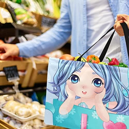 Reutiling Shopping Shopping Casket Copo Mermaid Girl portátil dobrável piquenique sacolas
