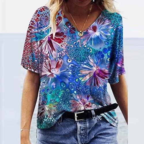 Mulheres tops com camiseta solta no verão impressa na manga curta camiseta em visita casual blusas tee tops roupas femininas roupas