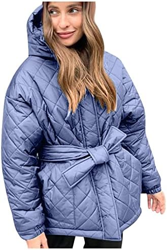 Jaqueta de inverno feminina colar zíper colarinho magro mais grossa com capuz casaco com capuz para fora de casaco com cinto