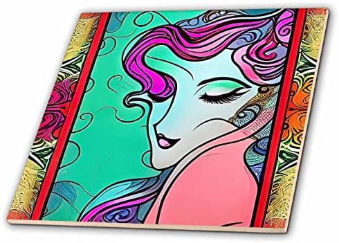 3drose Art Nouveau Mulher. Deusa modernista de charme e beleza Awesome Gift - azulejos