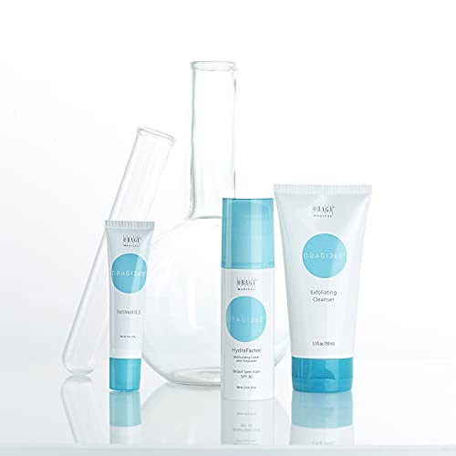 Obagi Medical 360 System, Kit de 3 peças. Inclui: esfoliante Cleanser de rosto, Hydrafactor Broad Spectrum SPF 30 Protetor solar, creme de hidratante de retinol para rosto. Pacote de 1