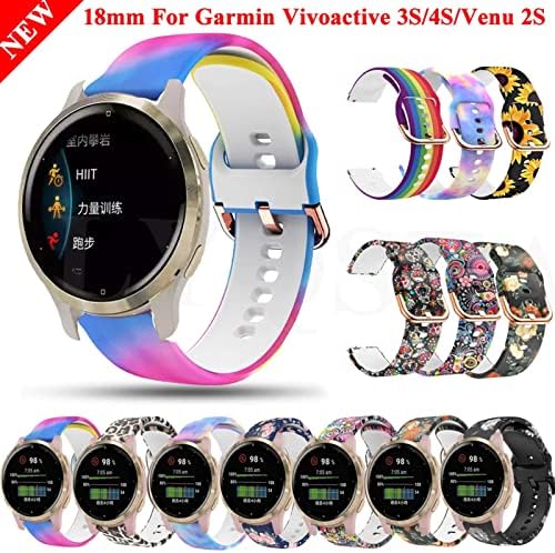 Banda de relógio inteligente de 18 mm de 18 mm para Garmin Venu 2s/Vivoactive 3s 4s Silicone Pulndband Substituição