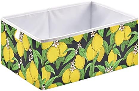 Emelivor Lemon Folhas Flores Cubo Bin Bin Bins de armazenamento colapsável Cesta de brinquedos à prova d'água para caixas de organizador de cubos para brinquedos de berçário CRIMET CLOSET BAVIEN