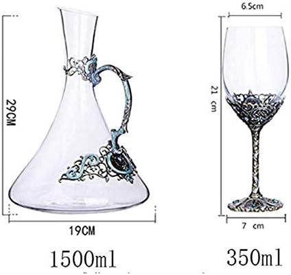 Decanter de vinho Decantador de uísque de 3-Pieces e copos, decantador de uísque de cristal de 1500 ml com 4 copos de uísque 350