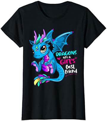 Dragões são camisetas de melhor amiga de uma garota para mulheres e meninas
