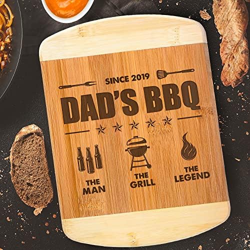MEWDE Personalizada Bambu Wood Board Board Padre Presentes do pai da filha filho - Personalizada a laser gravado Brill Tone Man Grill Legend Dad BBQ Cutting Board