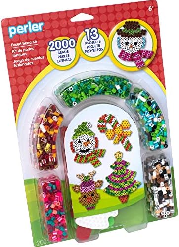 Kit de artesanato de contas de fusível de Natal de Perler com 13 padrões, peça multicolor 2005