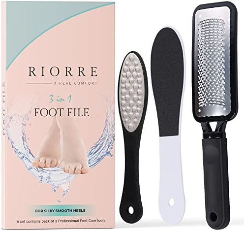 Riiorre Professional Pais de pele para a pele dura - Premium 3 em 1 Pedicure Foot File, Remover de calos para os pés deixando