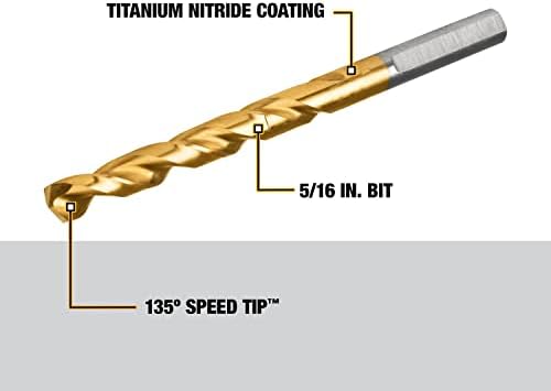 Dewalt DW1320 5/16 polegadas de titânio Nitrano Bit de broca de torção de ponto